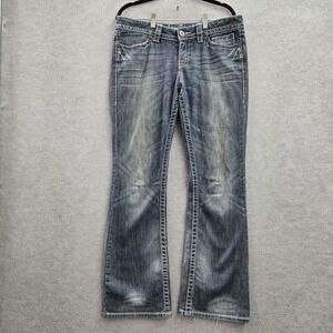 Harley-Davidson Women Jeans 8 Blue Denim Bootcut Flap Pockets 31" Inseam Logo